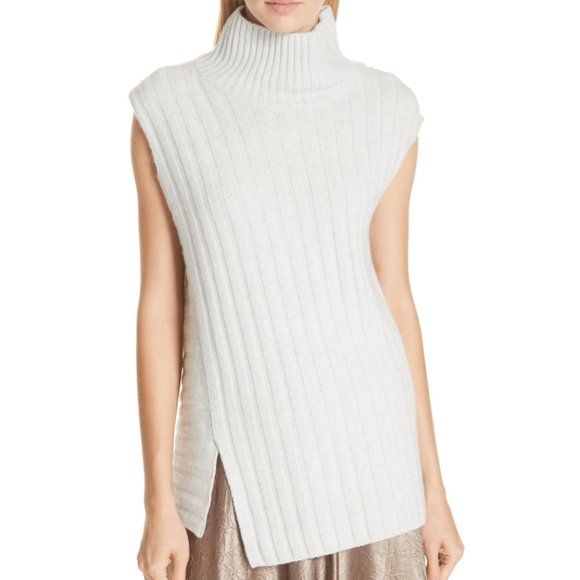 Vince Sweaters - Vince Mixed Rib Wool Cashmere Sleeveless Sweater M